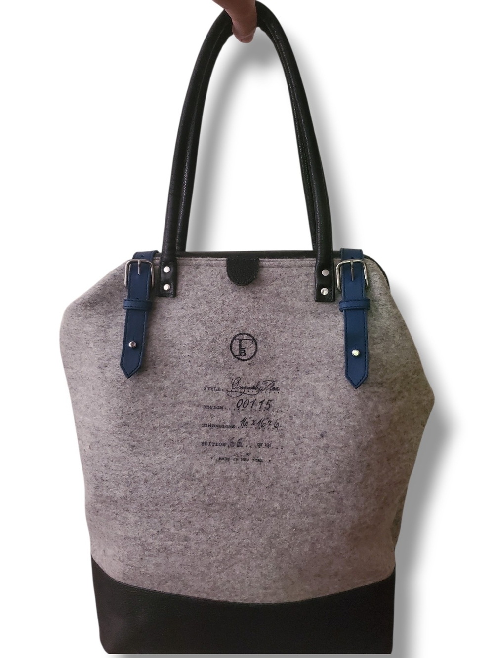 Fleabags Original Flea Wool Felt Tote Sapphire Blue Trim Limited Edition 66/105